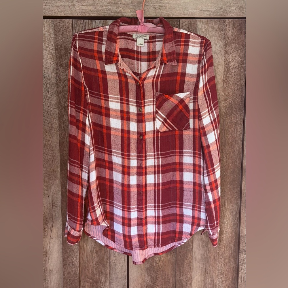 Lucky Brand Red and White Plaid Shirt